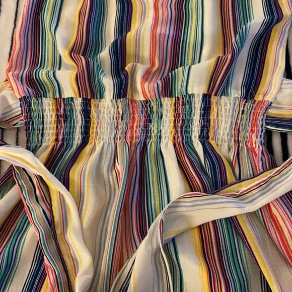 NWT Boutique Rainbow Stripe Adjustable Length Tie Mini Dress Size Small - Picture 4 of 11